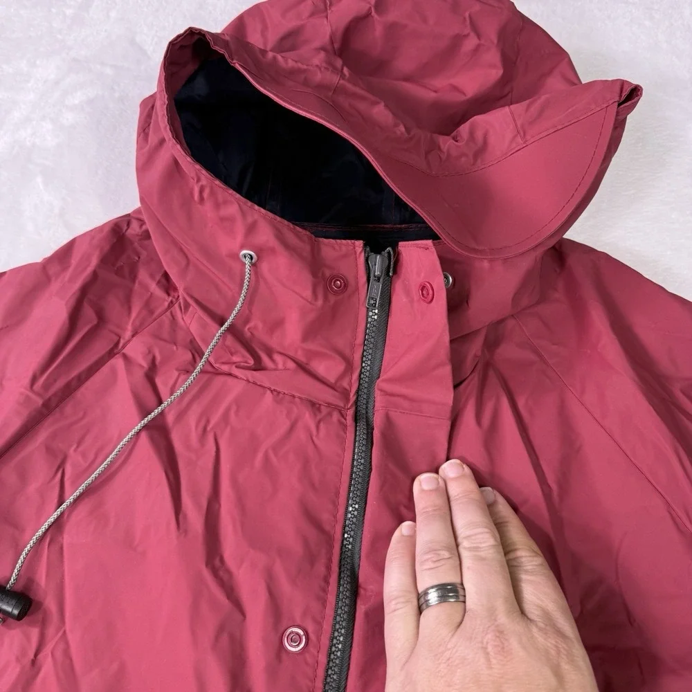 Vintage 90's LL Bean PVC Suit Red Rain Boat Jacket Hooded Coat Pant Mens Medium‎